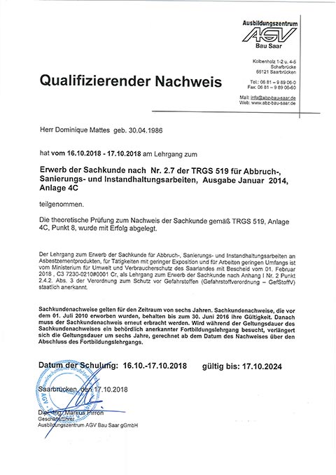 Abbruch-, Sanierungs- und Instandhaltungsarbeiten