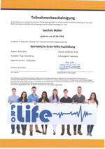 Pro Life Betriebliche 			erste Hilfe Ausbildung