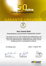 Garantieurkunde Isover Vario