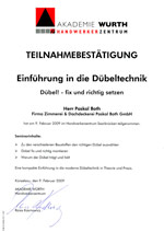 Akademie Würth Teilnahmebestätigung